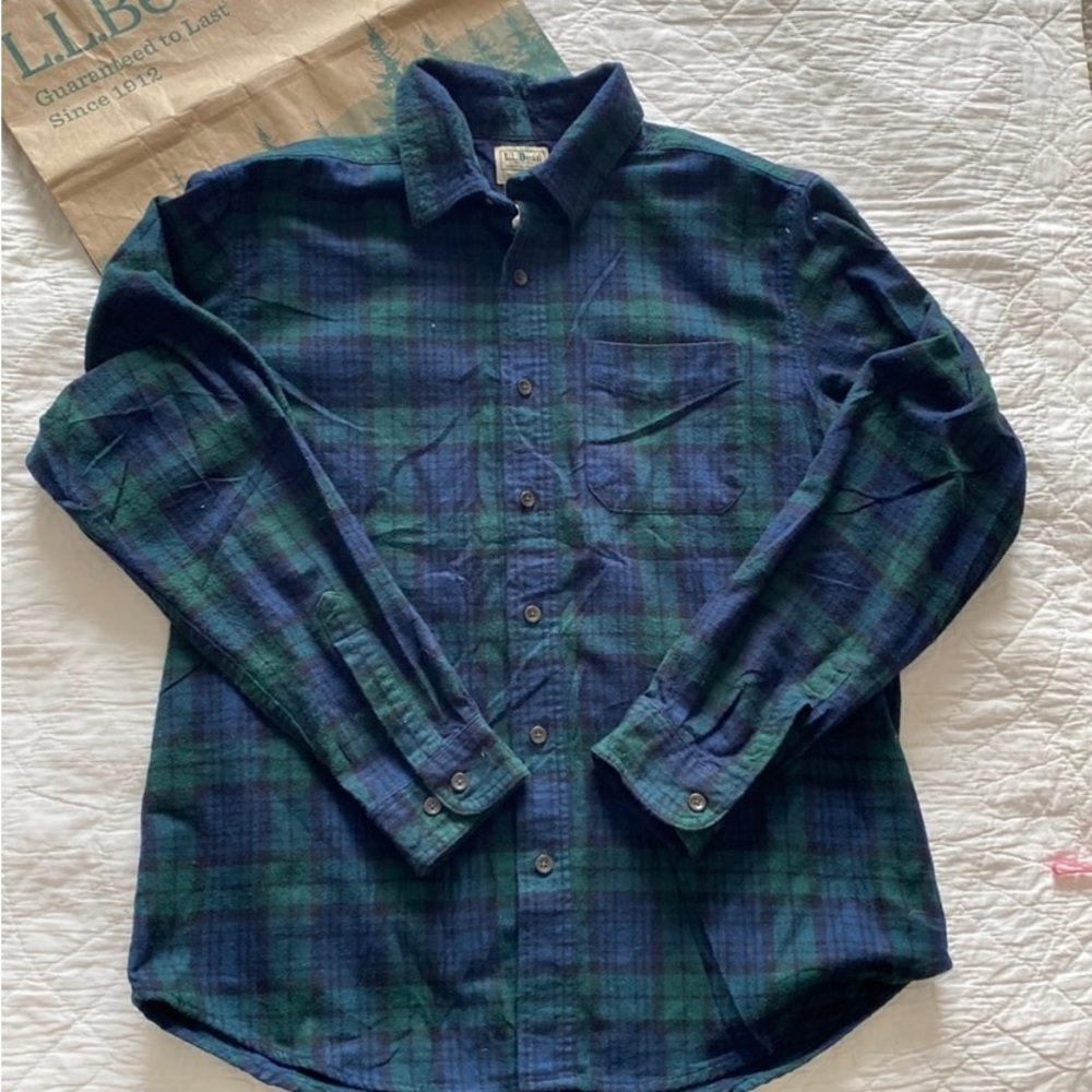 LL Bean Scotch Plaid Flannel Shirt